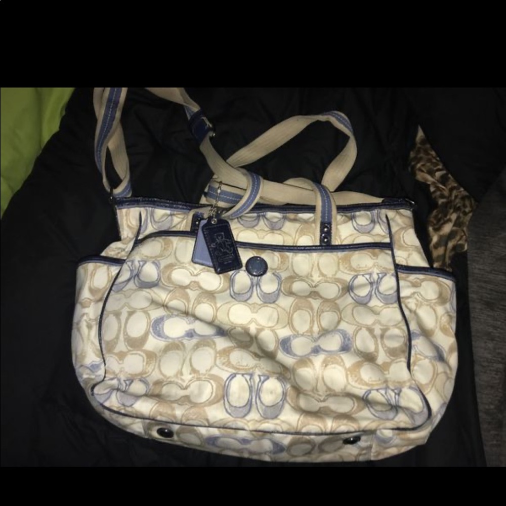 Coach Diaper Bag blue/tan in good condition